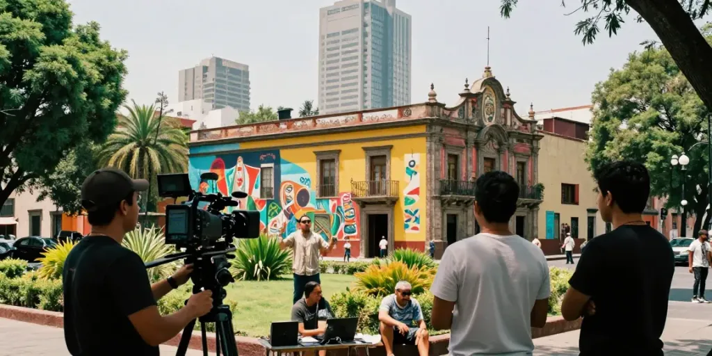 Locaties voor filmopnames in CDMX met crew en historische gebouwen